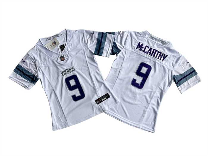 Womens Minnesota Vikings #9 J.J. McCarthy White 2024 F.U.S.E. Winter Warrior Limited Jersey(Run Small)->women nfl jersey->Women Jersey
